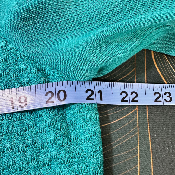 Ming Wang Long Sleeve Acrylic Knit Cardigan Sweater Tiffany Blue Black Women XL - Picture 5 of 8